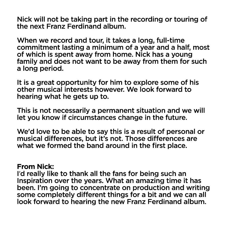 comunicado Franz Ferdinand